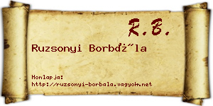 Ruzsonyi Borbála névjegykártya
